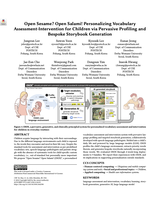 Open Sesame? Open Salami! Personalizing Vocabulary Assessment-Intervention for Children via Pervasive Profiling and Bespoke Storybook Generation